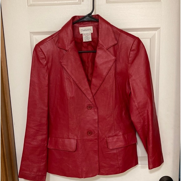 Red leather blazer/jacket. - Picture 1 of 8